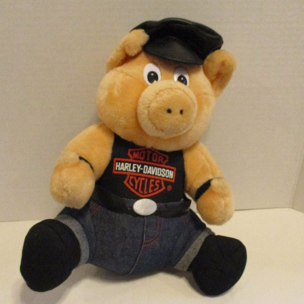Harley Davidson Plush Hog 1993 Black Orange Peach White Fun Soft Plush Hog